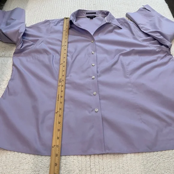 Land's End Shirt Women's Plus 24W Purple No Iron Pinpoint Oxford 3/4 Sleeve - Picture 5 of 11